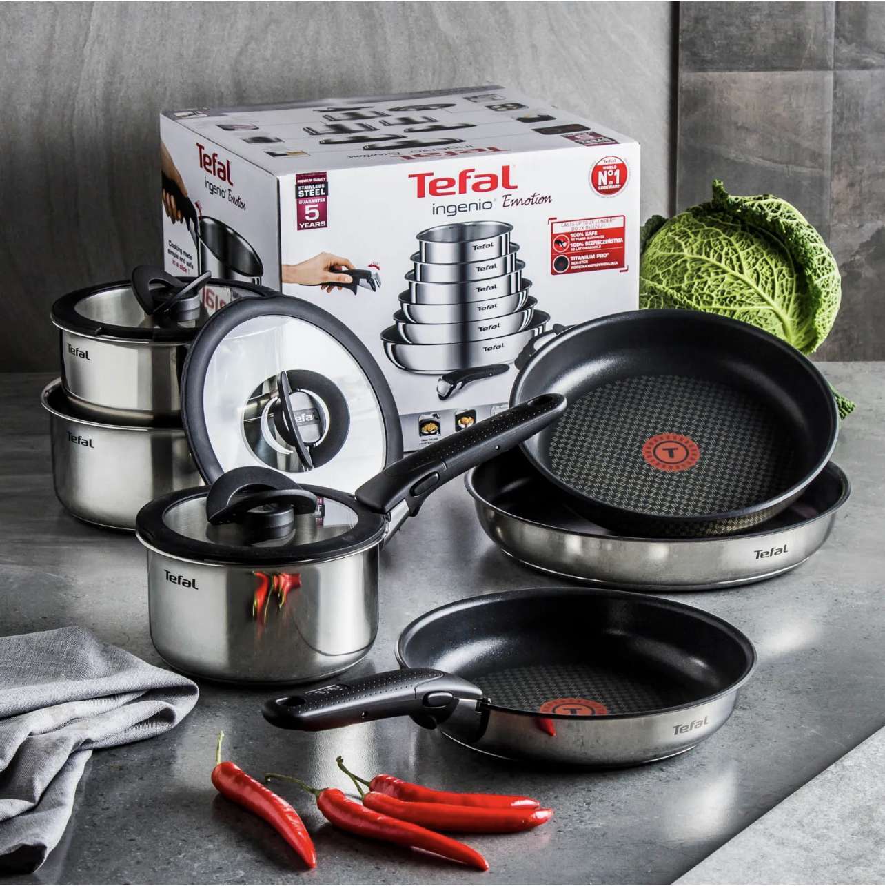 TEFAL Pfannen SET 11 tlg. Topfset INGENIO EMOTION Töpfe INDUKTION Topf EDELSTAHL – Bild 4