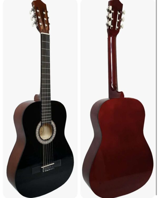 4/4 KONZERTGITARRE DECKE HOCHGLANZ SCHWARZ BODEN ZARGE BRAUN GITARRE NYLONSAITEN