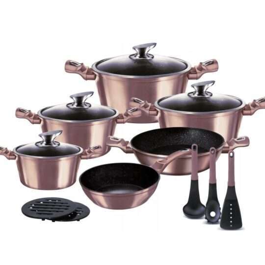 Rosa GoldTöpfe INDUKTION GLASDECKEL Kochtopf Topfset Keramik Marmor Geschenk NEUDas – Bild 2