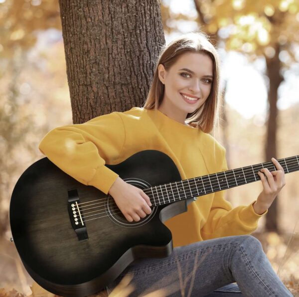 Donner 40 Zoll Gitarre Akustik Anfänger 4/4 Mini Jumbo  Gitarren – Bild 4