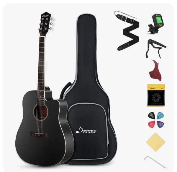 Donner DAG-1CB Akustikgitarre Set Akustik Gitarre 4/4 Cutaway Erwachsene 41 Zoll