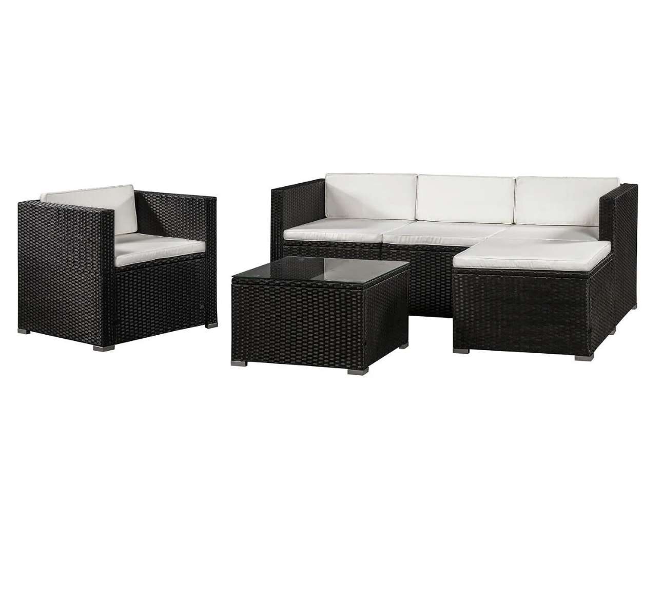 Juskys Polyrattan Lounge Punta Cana L für 4-5 Personen, Schwarz/Creme – Bild 2
