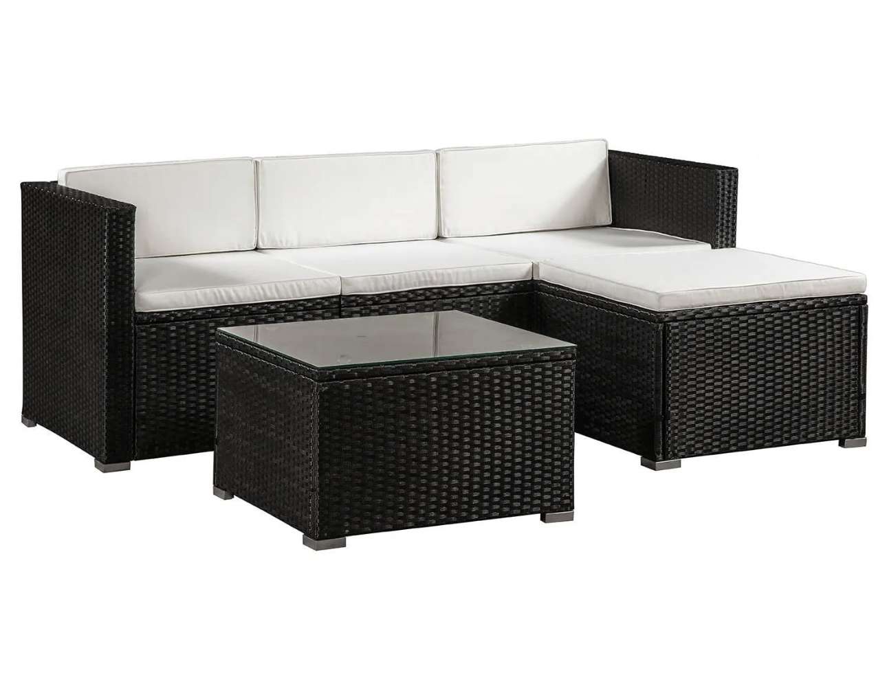 Juskys Polyrattan Lounge Punta Cana L für 4-5 Personen, Schwarz/Creme – Bild 8
