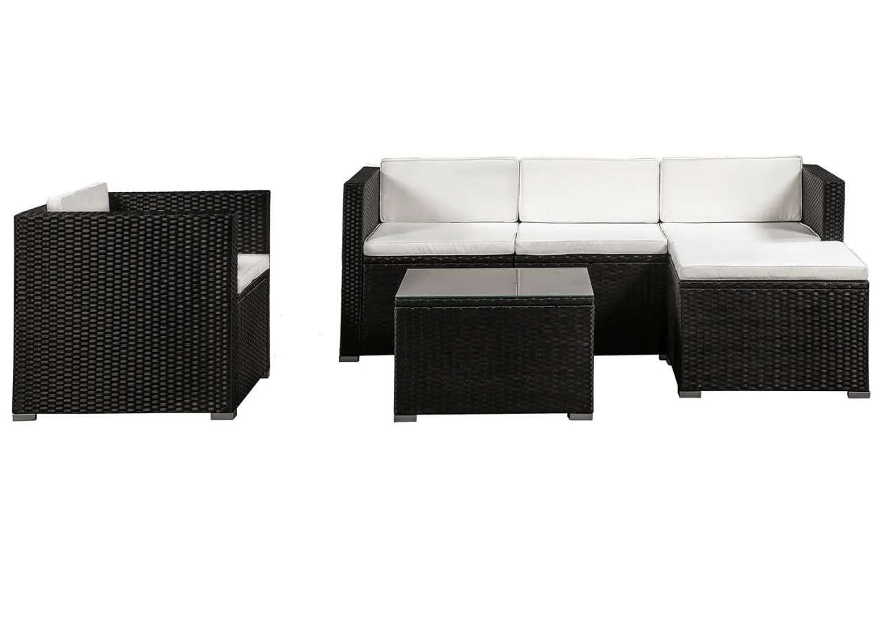 Juskys Polyrattan Lounge Punta Cana L für 4-5 Personen, Schwarz/Creme – Bild 7