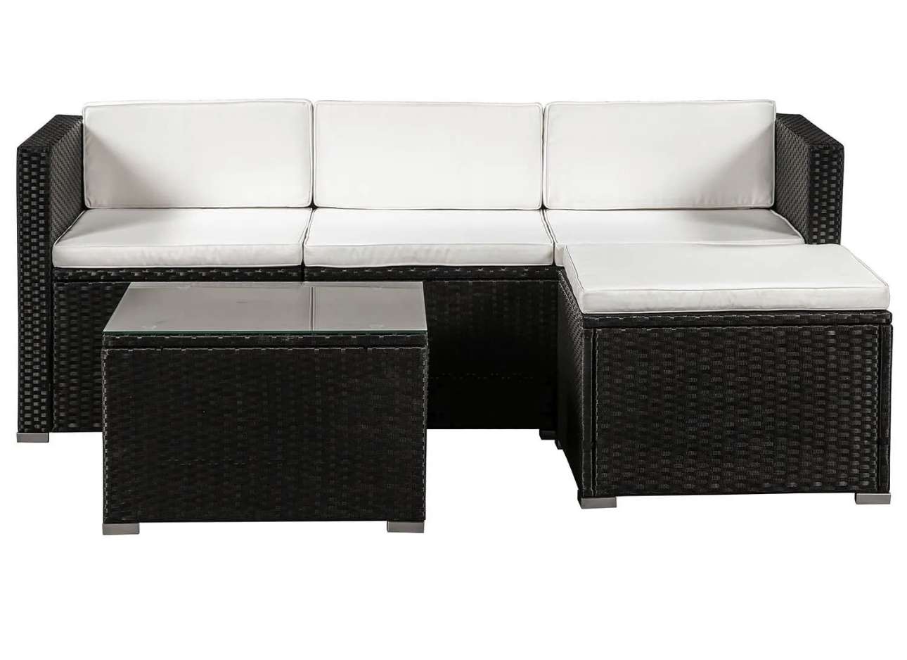 Juskys Polyrattan Lounge Punta Cana L für 4-5 Personen, Schwarz/Creme – Bild 9