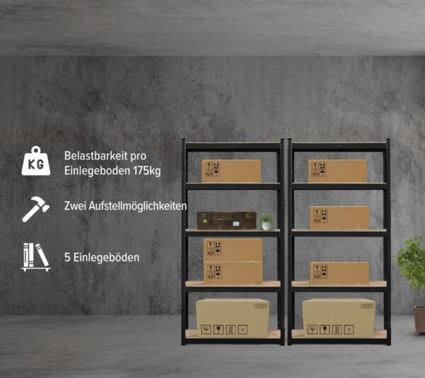 AREBOS 2er Set Schwerlastregal Kellerregal Steckregal Lagerregal Werkstattregal – Bild 4