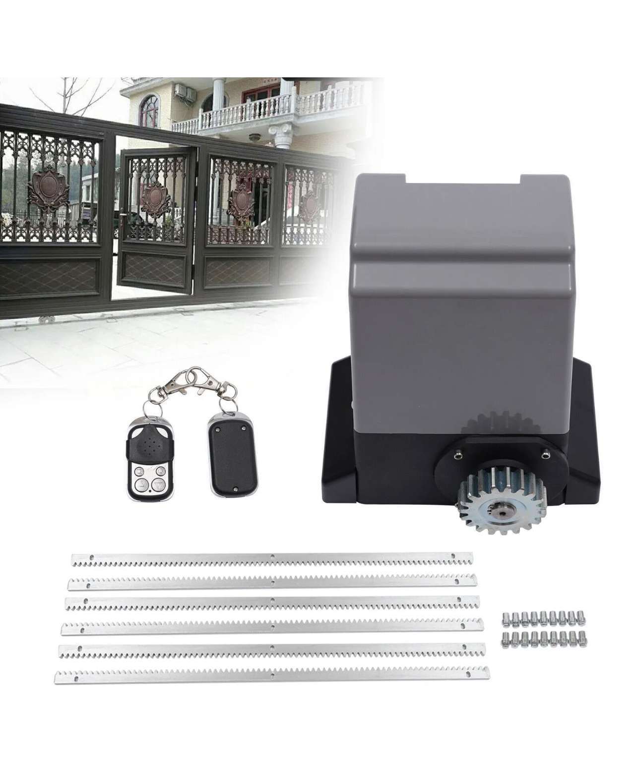 Schiebetorantrieb 1200KG Toröffner Komplett-Set + 6m Zahnstange Schiebetor Motor