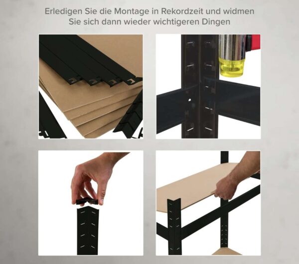 AREBOS 2er Set Schwerlastregal Kellerregal Steckregal Lagerregal Werkstattregal – Bild 7