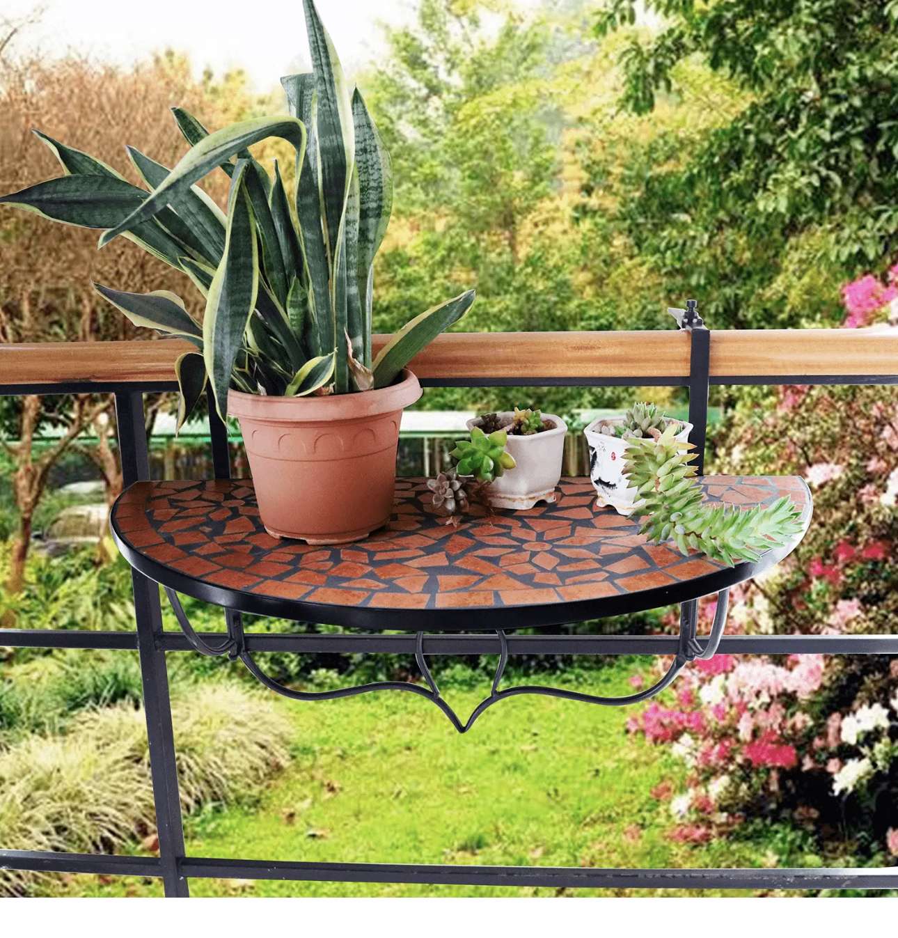 Balkonhängetisch Mosaik Hängetisch Mosaiktisch Balkontisch Balkon Tisch Halbmond – Bild 2