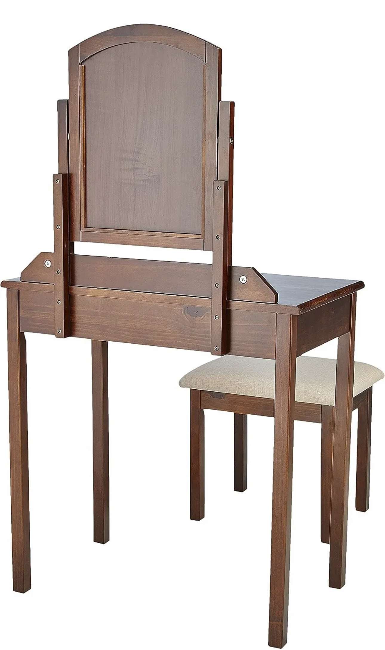 Amazonbasics Schminktisch mit spiegel und hocker Schublade Frisiertisch braun – Bild 5