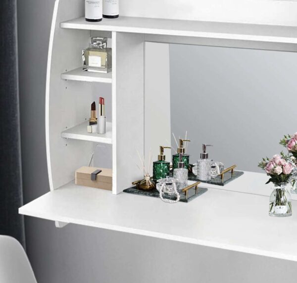 Schminktisch Kosmetiktisch Wandschminktisch Frisiertisch Frisierkommode Weiß – Bild 6