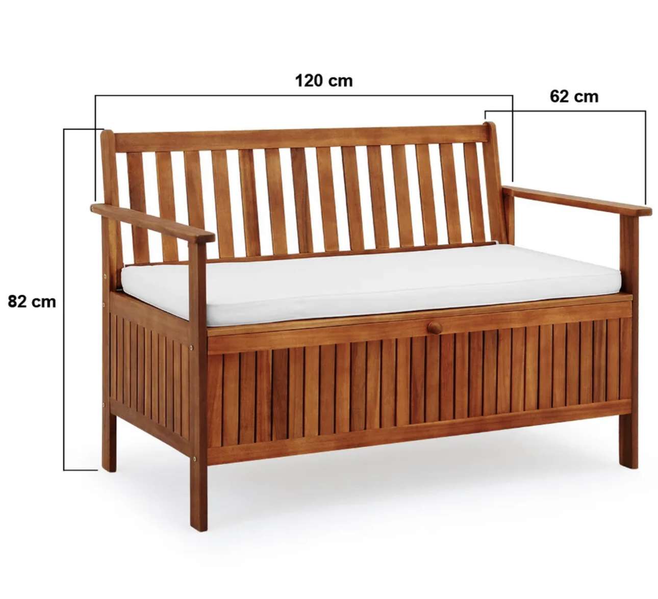 Casaria Gartenbank inkl. Staufach + Auflage Akazie Holz Balkon Bank Sitzbank 120 cm – Bild 5