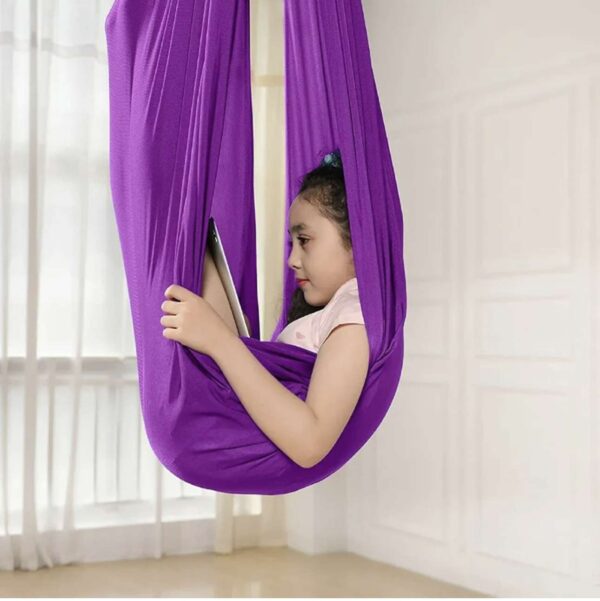 Neu Kinderschaukel Hängematte Indoor Outdoor Yoga Therapie Autismus Belastbar lila – Bild 4