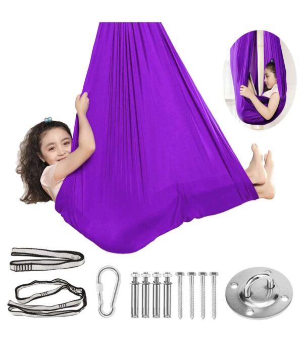 Neu Kinderschaukel Hängematte Indoor Outdoor Yoga Therapie Autismus Belastbar lila – Bild 8