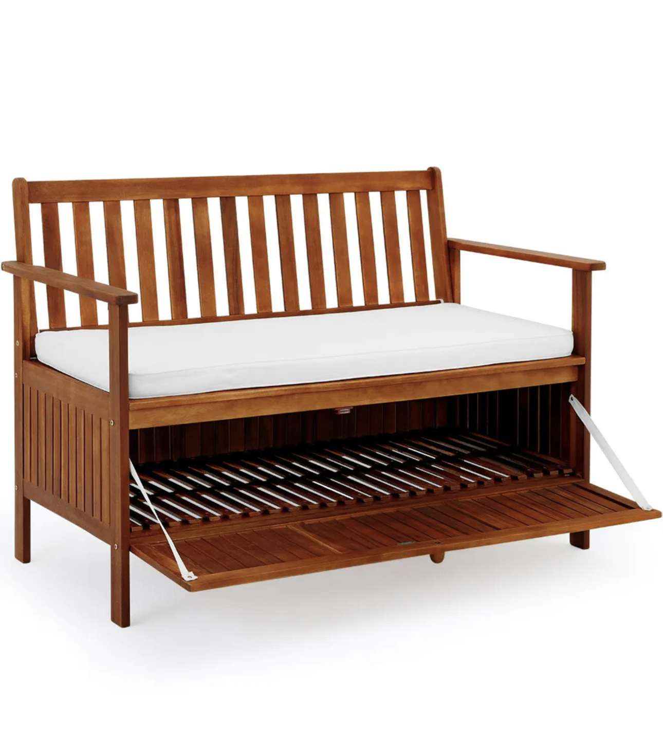 Casaria Gartenbank inkl. Staufach + Auflage Akazie Holz Balkon Bank Sitzbank 120 cm – Bild 2