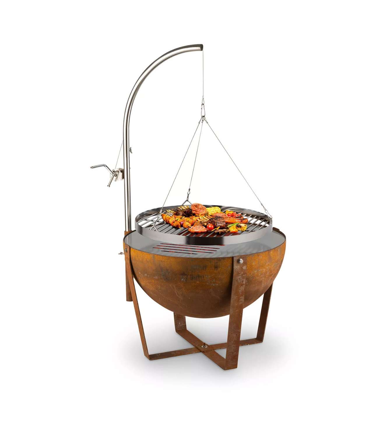 Feuerschale Feuerstelle Stand Schwenkgrill Holzkohle Terrasse Garten Ø60cm Stahl