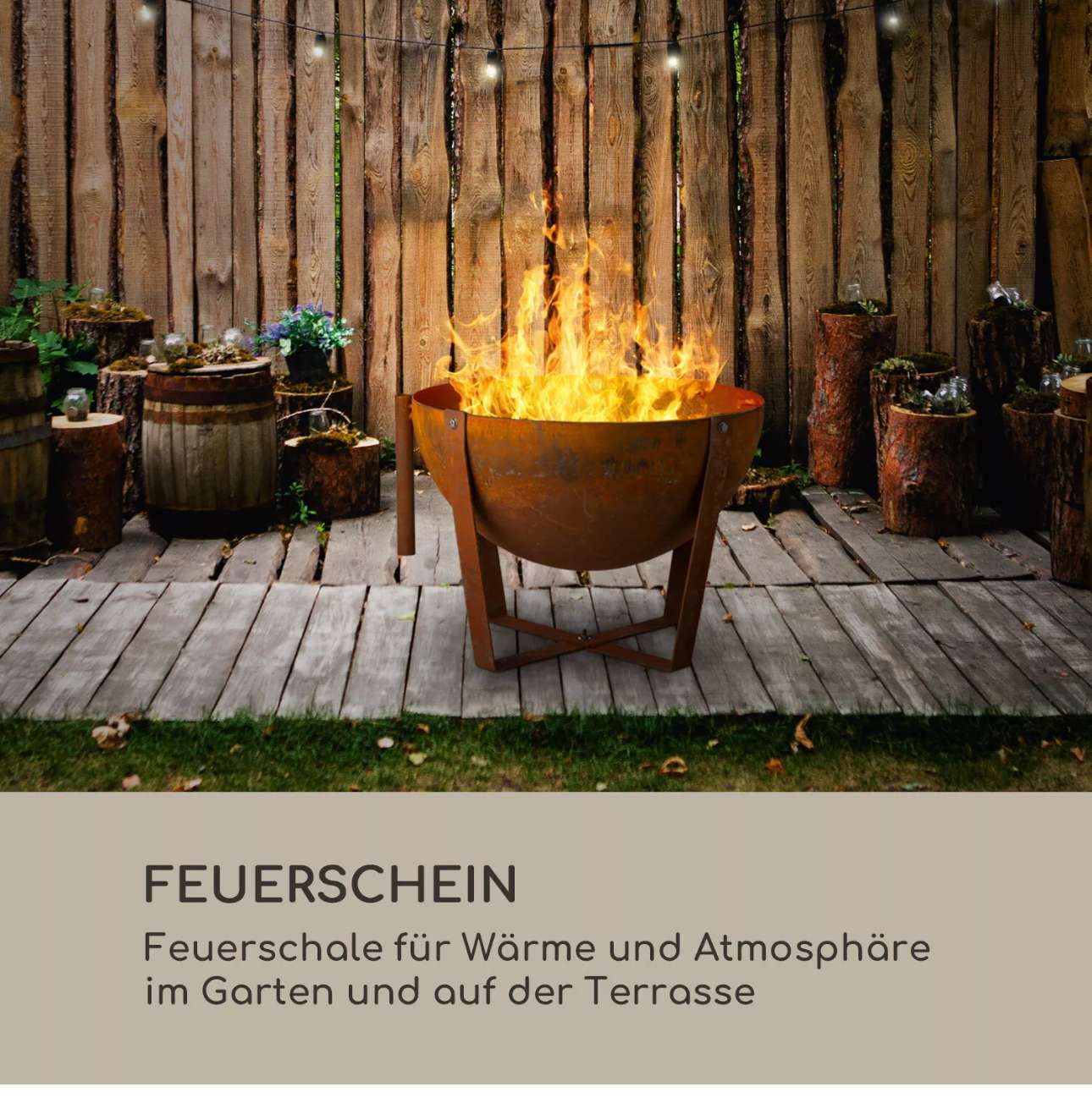 Feuerschale Feuerstelle Stand Schwenkgrill Holzkohle Terrasse Garten Ø60cm Stahl – Bild 3