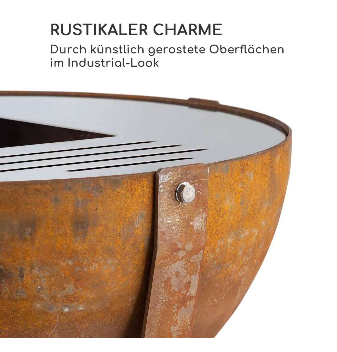 Feuerschale Feuerstelle Stand Schwenkgrill Holzkohle Terrasse Garten Ø60cm Stahl – Bild 7