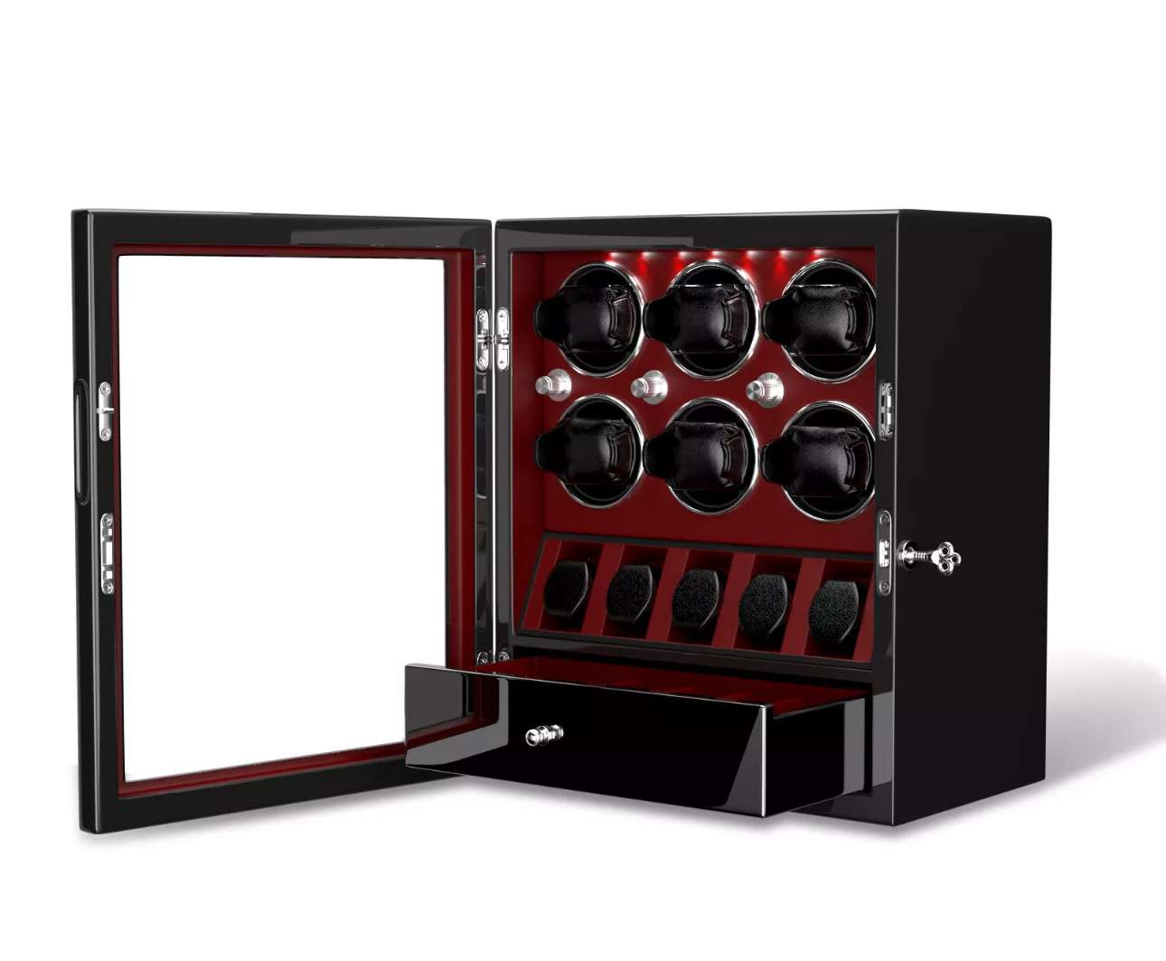 Uhrenbeweger für 6+5 Automatikuhren Uhrenaufbewahrung Organizer LED Watch Winder – Bild 4