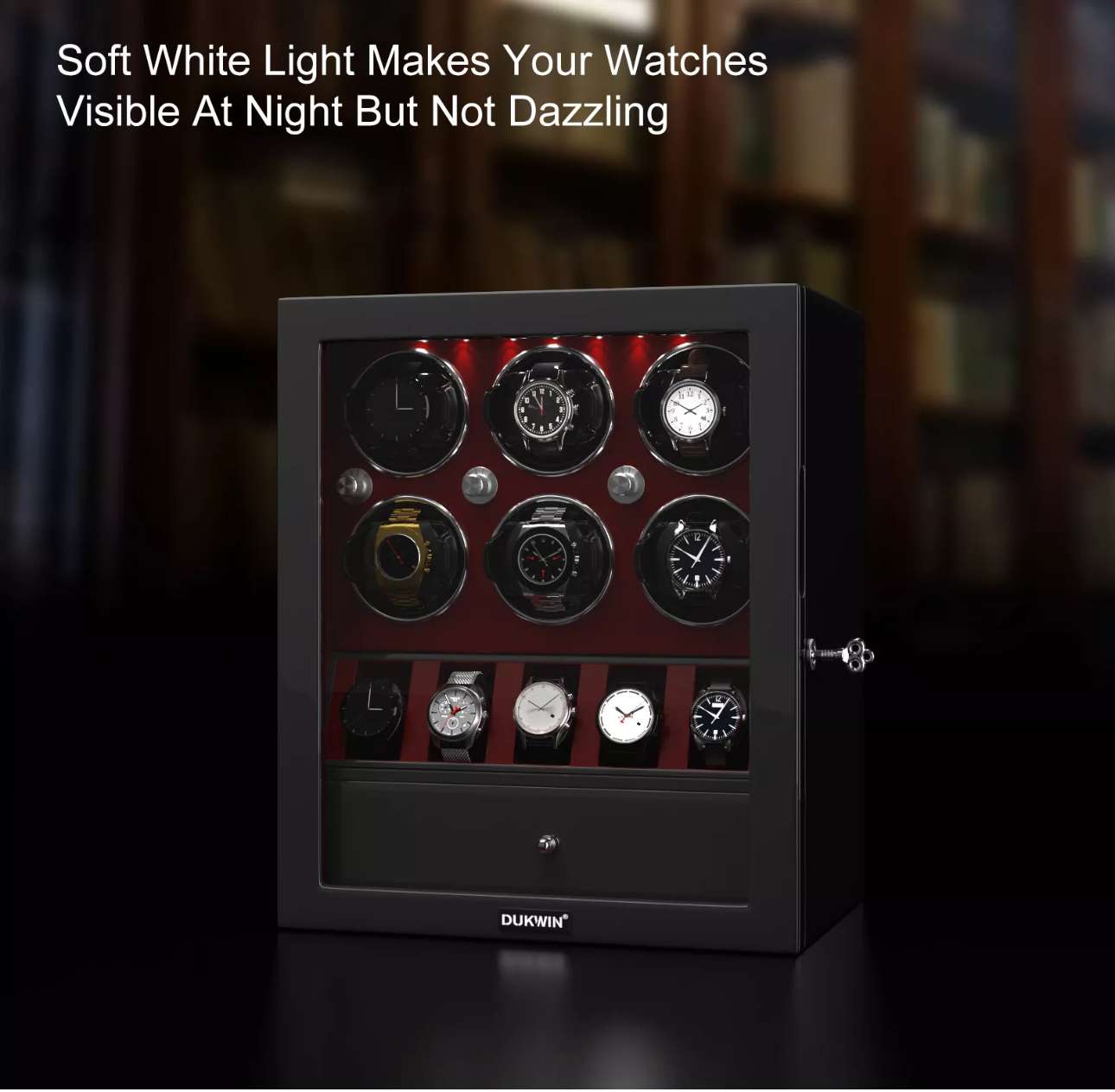 Uhrenbeweger für 6+5 Automatikuhren Uhrenaufbewahrung Organizer LED Watch Winder – Bild 11